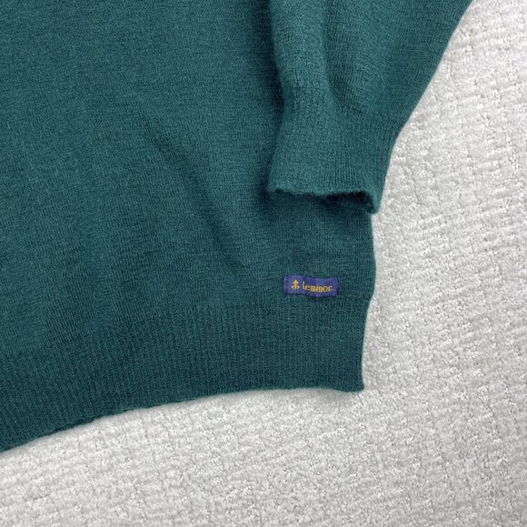 Vintage Le Minor 100% Pure Wool sweatshirt Green Sz 2 Made in France - Picture 5 of 16